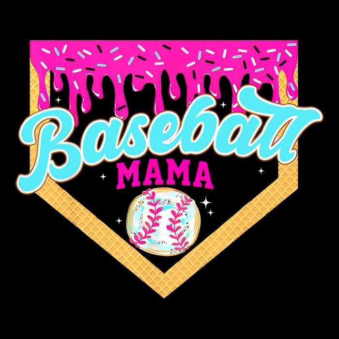 Baseball Mama Home Plate Ice Cream Drip With Sprinkles  Kids Hoodie