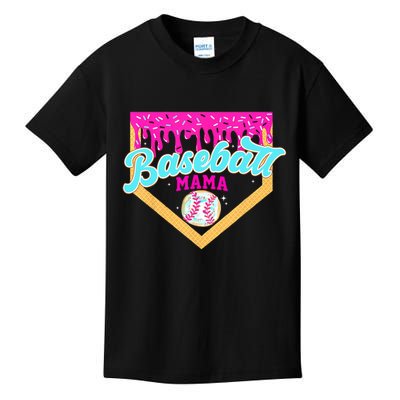 Baseball Mama Home Plate Ice Cream Drip With Sprinkles  Kids T-Shirt