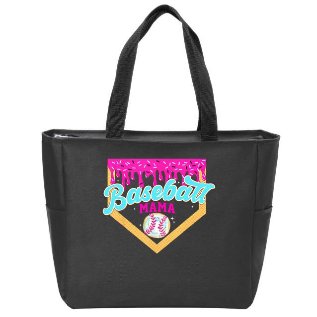 Baseball Mama Home Plate Ice Cream Drip With Sprinkles  Zip Tote Bag
