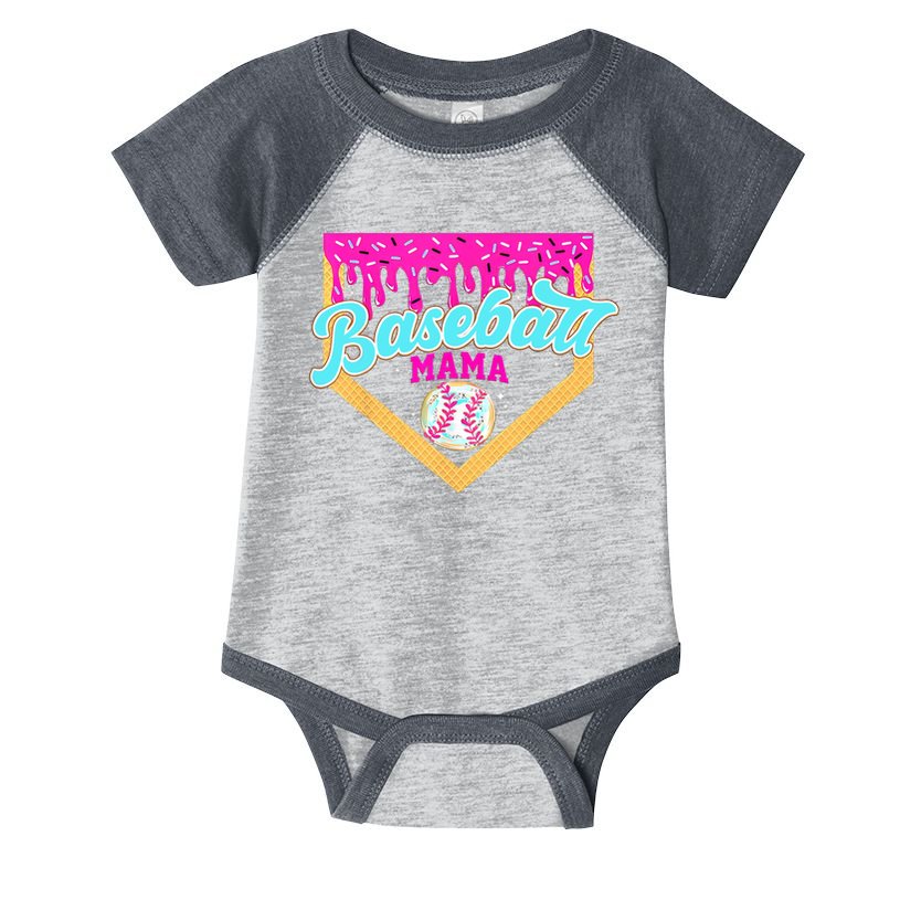 Baseball Mama Home Plate Ice Cream Drip With Sprinkles  Infant Baby Jersey Bodysuit