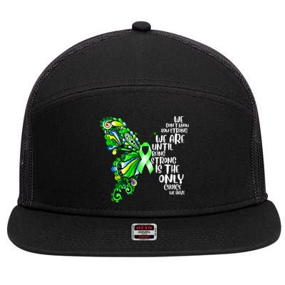 Butterfly Mental Health Green Ribbon Awareness 7 Panel Mesh Trucker Snapback Hat