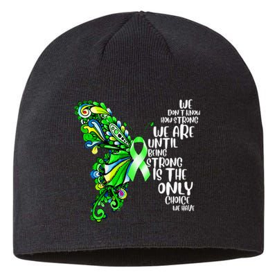 Butterfly Mental Health Green Ribbon Awareness Sustainable Beanie