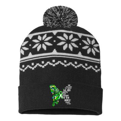 Butterfly Mental Health Green Ribbon Awareness USA-Made Snowflake Beanie