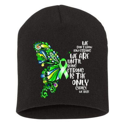 Butterfly Mental Health Green Ribbon Awareness Short Acrylic Beanie