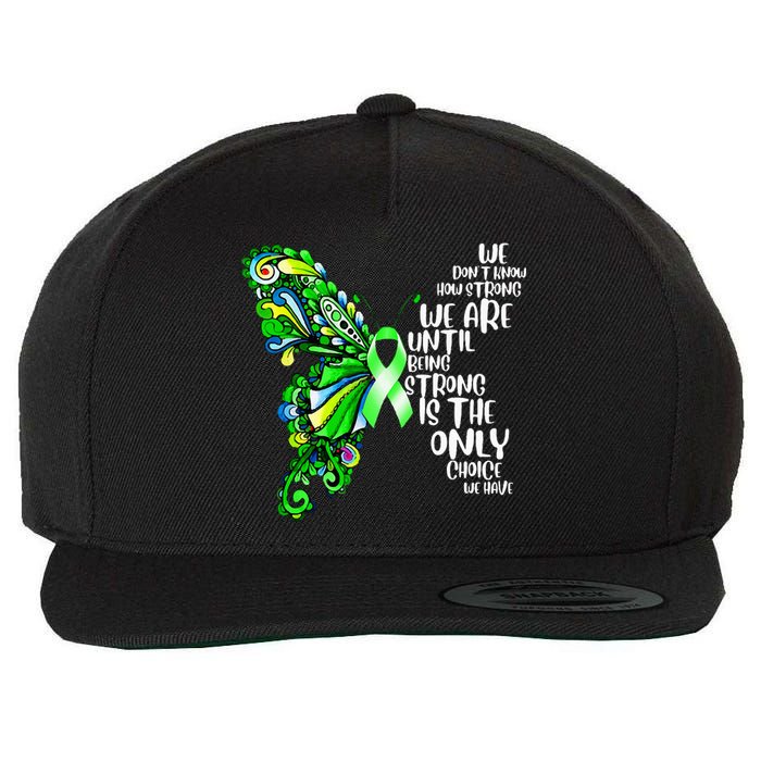 Butterfly Mental Health Green Ribbon Awareness Wool Snapback Cap