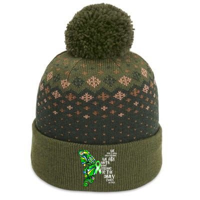 Butterfly Mental Health Green Ribbon Awareness The Baniff Cuffed Pom Beanie