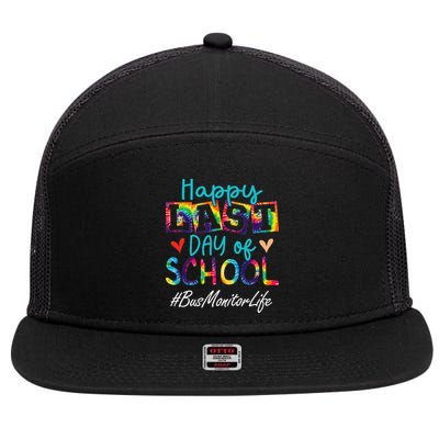 Bus Monitor Happy Last Day Of School Funny Graduation 7 Panel Mesh Trucker Snapback Hat