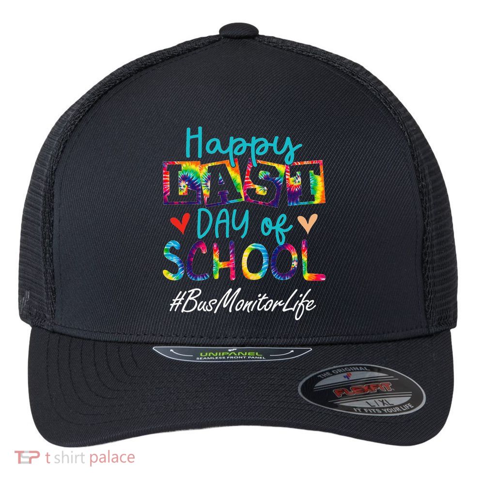 Bus Monitor Happy Last Day Of School Funny Graduation Flexfit Unipanel Trucker Cap