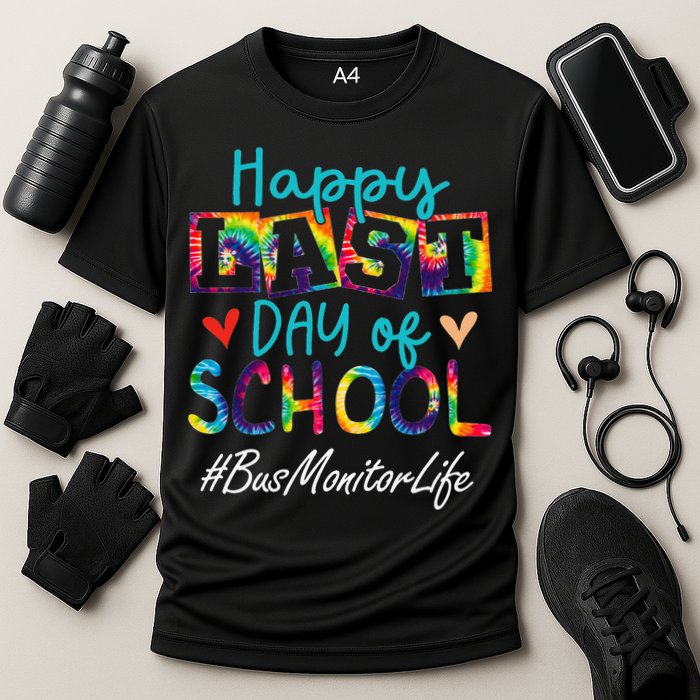 Bus Monitor Happy Last Day Of School Funny Graduation Cooling Performance Crew T-Shirt
