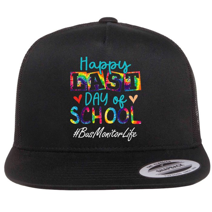 Bus Monitor Happy Last Day Of School Funny Graduation Flat Bill Trucker Hat