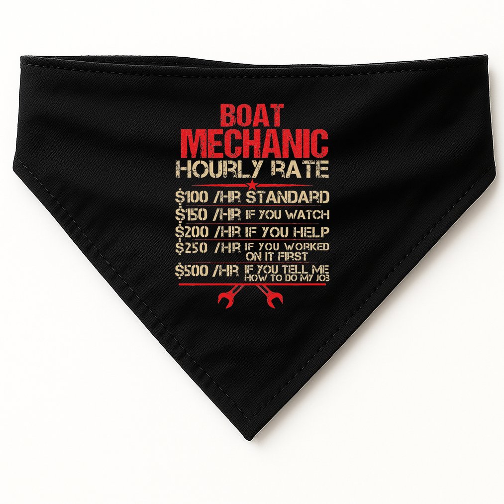 Boat Mechanic Hourly Rate Funny Boat Mechanic Saying USA-Made Doggie Bandana