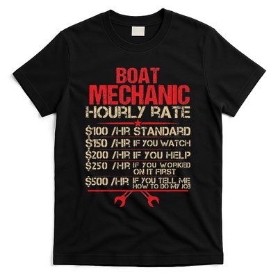 Boat Mechanic Hourly Rate Funny Boat Mechanic Saying T-Shirt