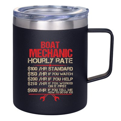 Boat Mechanic Hourly Rate Funny Boat Mechanic Saying 12oz Stainless Steel Coffee Mug