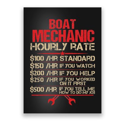 Boat Mechanic Hourly Rate Funny Boat Mechanic Saying Poster