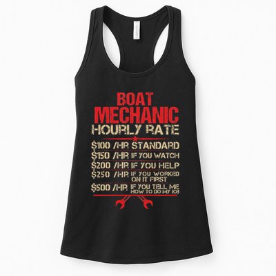 Boat Mechanic Hourly Rate Funny Boat Mechanic Saying Womens Tank Top