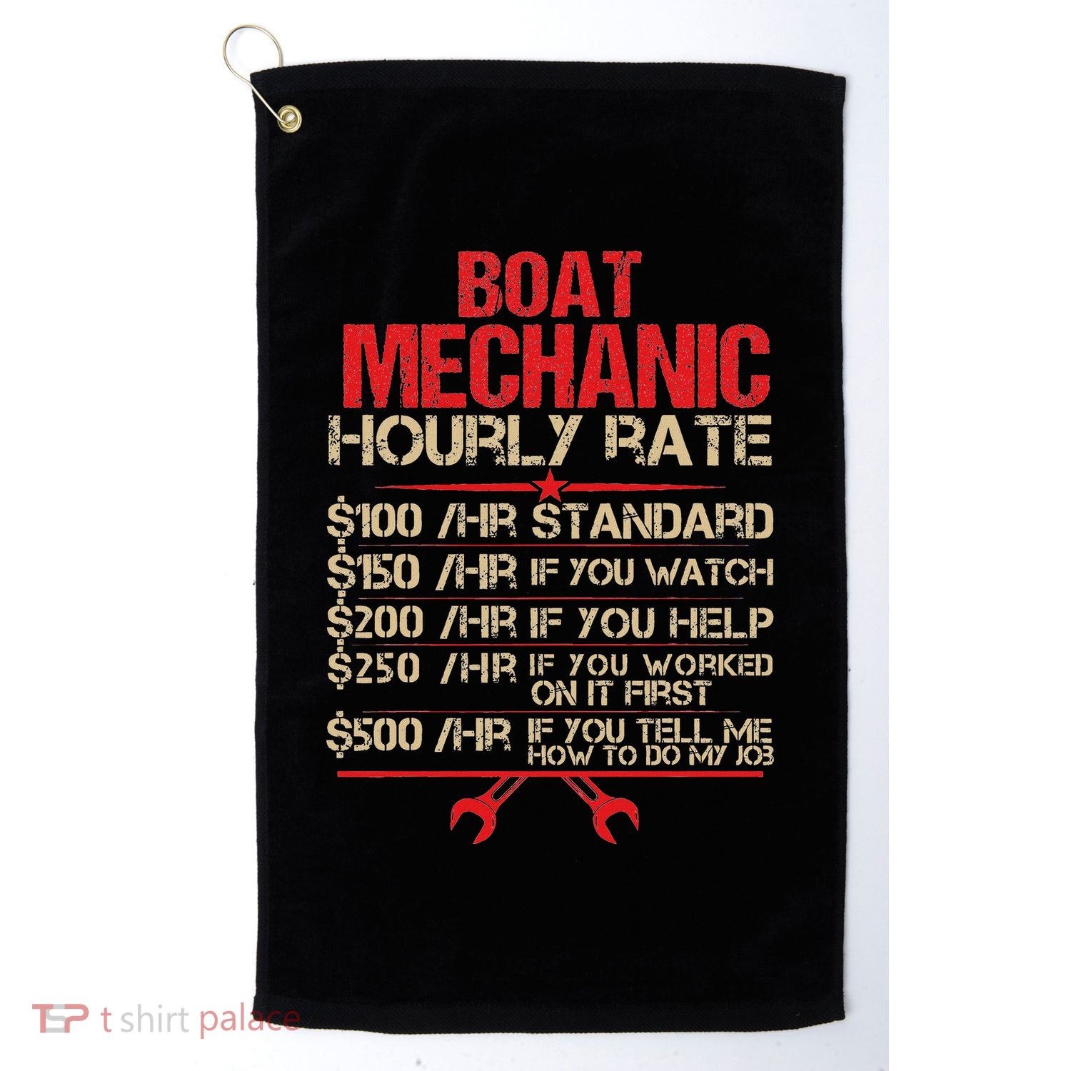 Boat Mechanic Hourly Rate Funny Boat Mechanic Saying Golf Towel