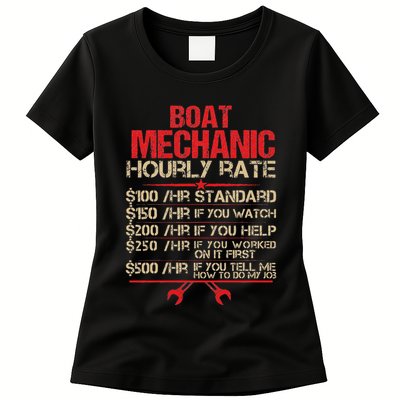 Boat Mechanic Hourly Rate Funny Boat Mechanic Saying Womens T-Shirt