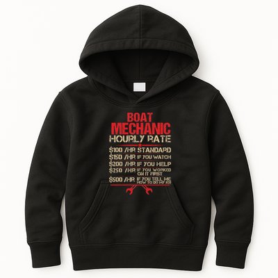 Boat Mechanic Hourly Rate Funny Boat Mechanic Saying Kids Hoodie