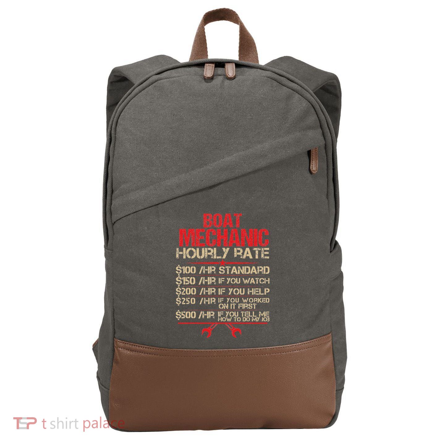 Boat Mechanic Hourly Rate Funny Boat Mechanic Saying Cotton Canvas Backpack