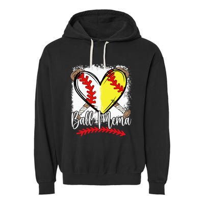 Ball Mema Heart Funny Softball Baseball Garment-Dyed Fleece Hoodie