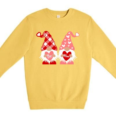 Be Mine Hearts Valentines Day Gnomes Gift Premium Crewneck Sweatshirt