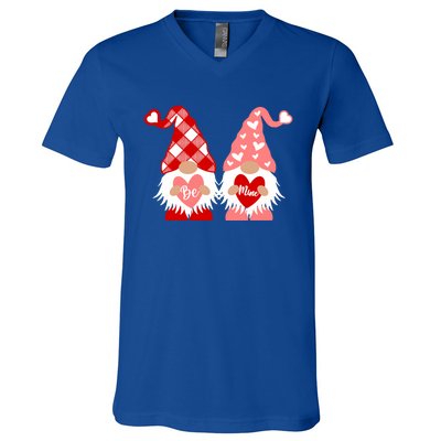 Be Mine Hearts Valentines Day Gnomes Gift V-Neck T-Shirt