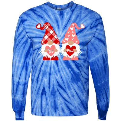 Be Mine Hearts Valentines Day Gnomes Gift Tie-Dye Long Sleeve Shirt