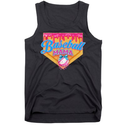Baseball Mama Home Plate Ice Cream Dripping With Sprinkles Tank Top