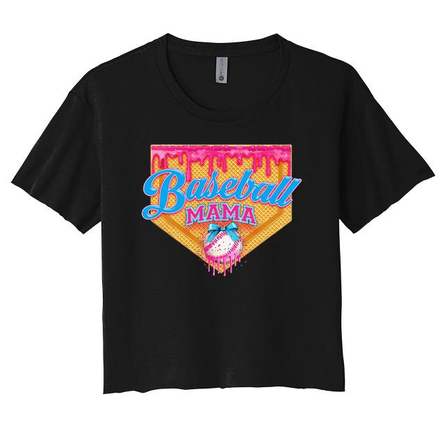 Baseball Mama Home Plate Ice Cream Dripping With Sprinkles Crop Top