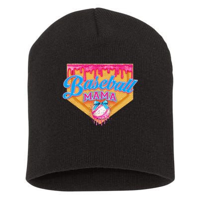 Baseball Mama Home Plate Ice Cream Dripping With Sprinkles Short Acrylic Beanie