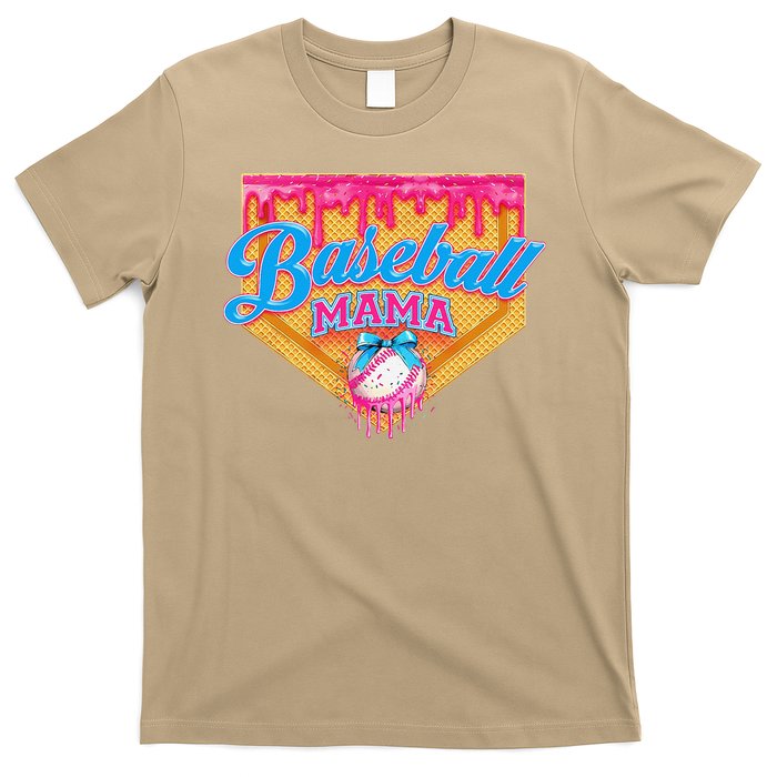 Baseball Mama Home Plate Ice Cream Dripping With Sprinkles T-Shirt