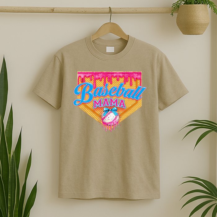 Baseball Mama Home Plate Ice Cream Dripping With Sprinkles T-Shirt