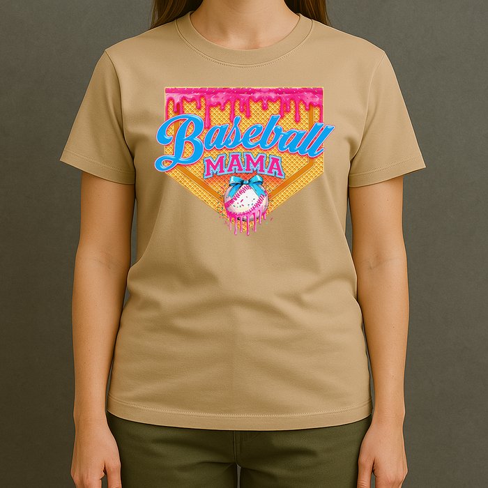 Baseball Mama Home Plate Ice Cream Dripping With Sprinkles T-Shirt