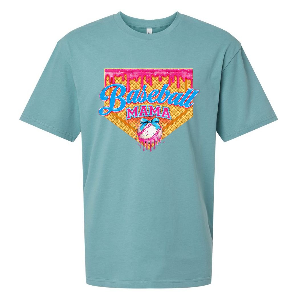 Baseball Mama Home Plate Ice Cream Dripping With Sprinkles Sueded Cloud Jersey T-Shirt