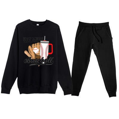 Baseball Mama Hot Mess Always Stressed Game Day Premium Crewneck Sweatsuit Set