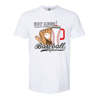 Baseball Mama Hot Mess Always Stressed Game Day Softstyle CVC T-Shirt