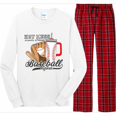 Baseball Mama Hot Mess Always Stressed Game Day Long Sleeve Pajama Set