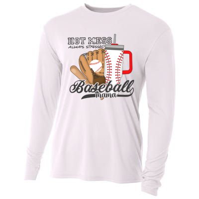 Baseball Mama Hot Mess Always Stressed Game Day Cooling Performance Long Sleeve Crew