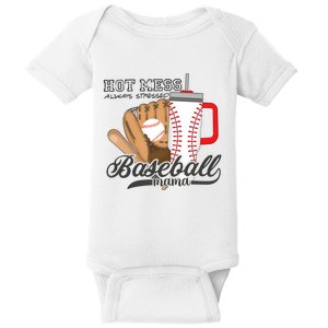 Baseball Mama Hot Mess Always Stressed Game Day Baby Bodysuit