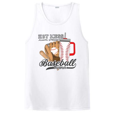 Baseball Mama Hot Mess Always Stressed Game Day PosiCharge Competitor Tank