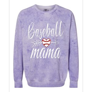 Baseball Mama Heart Mother's Day Mom For Baseball Lovers Gift Colorblast Crewneck Sweatshirt