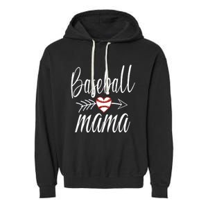 Baseball Mama Heart Mother's Day Mom For Baseball Lovers Gift Garment-Dyed Fleece Hoodie