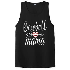 Baseball Mama Heart Mother's Day Mom For Baseball Lovers Gift PosiCharge Competitor Tank