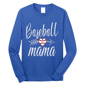 Baseball Mama Heart Mother's Day Mom For Baseball Lovers Gift Long Sleeve Shirt