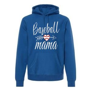 Baseball Mama Heart Mother's Day Mom For Baseball Lovers Gift Premium Hoodie