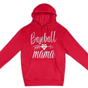 Baseball Mama Heart Mother's Day Mom For Baseball Lovers Gift Premium Pullover Hoodie