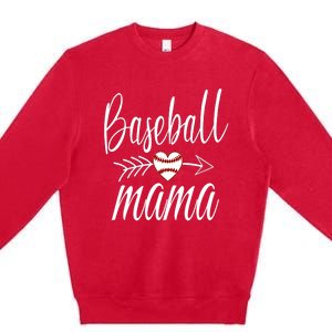 Baseball Mama Heart Mother's Day Mom For Baseball Lovers Gift Premium Crewneck Sweatshirt