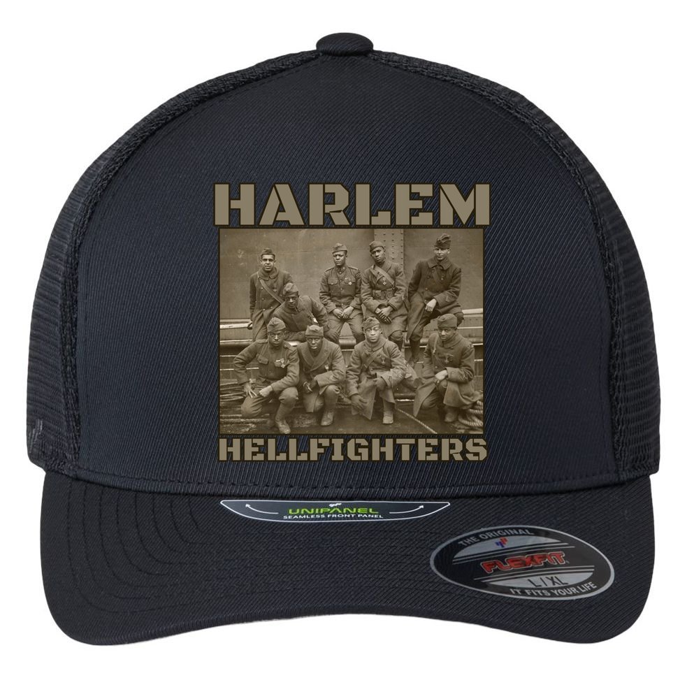 Black Military History Usa Black History Harlem Hellfighters Great Gift Flexfit Unipanel Trucker Cap
