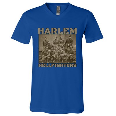 Black Military History Usa Black History Harlem Hellfighters Great Gift V-Neck T-Shirt