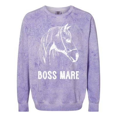 Boss Mare Horseback Riding Equestrians Horse Gift Colorblast Crewneck Sweatshirt